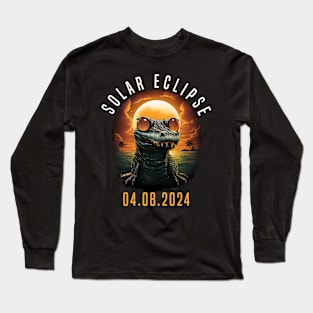 Solar Eclipse 04.08.24 Funny Crocodile Sunglasses Totality Long Sleeve T-Shirt